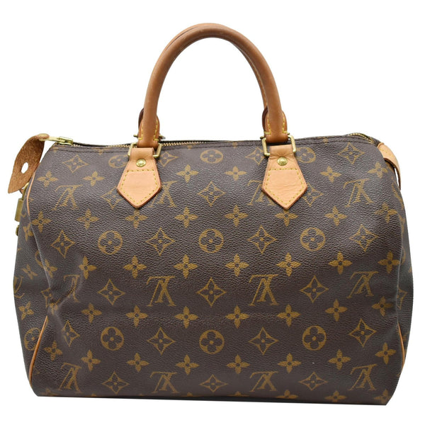 LOUIS VUITTON Speedy 30 Monogram Canvas Satchel Bag Brown