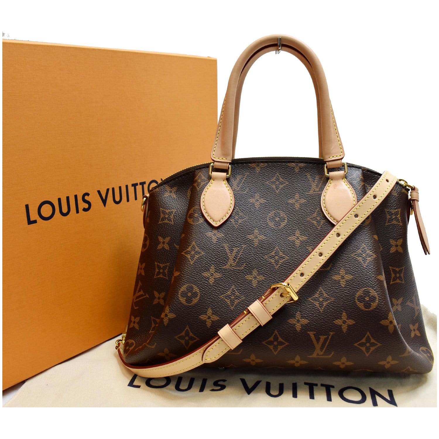 Louis Vuitton White/Brown Leather and Monogram Canvas Rivoli