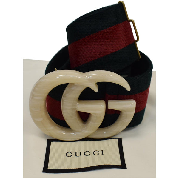 Gucci Web Double G Buckle Elastic Belt - GG logo