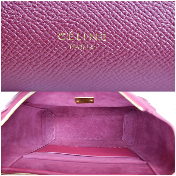 CELINE Micro Belt Grained Calfskin 2Way Shoulder Bag Ruby
