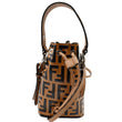 FENDI Mon Tresor Leather Bucket Crossbody Bag Brown