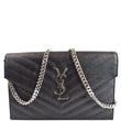 YVES SAINT LAURENT Envelope Monogram Leather Crossbody Chain Wallet Black