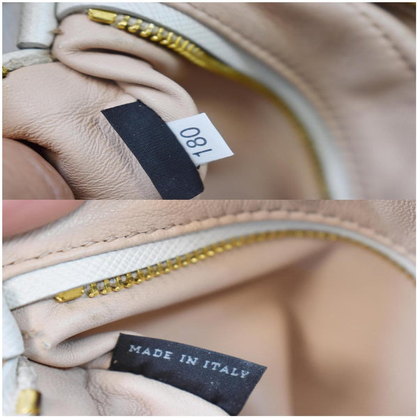 PRADA Lux Pochette Cammeo Saffiano Leather Pouch Bag Talco - Last Call