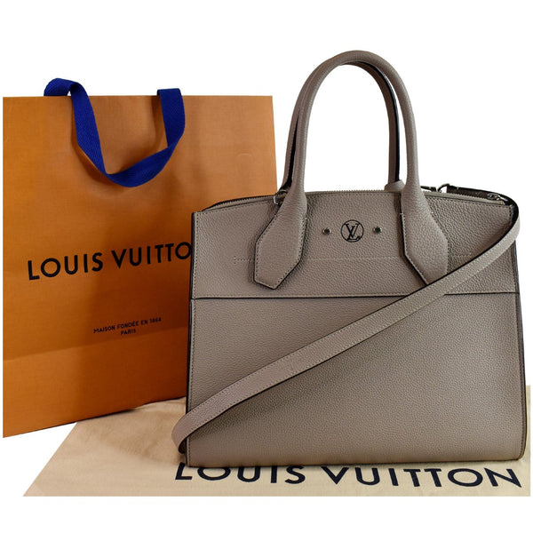 LOUIS VUITTON City Steamer MM Leather Shoulder Bag Grey