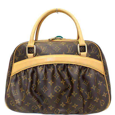 LOUIS VUITTON Mizi Monogram Canvas Satchel Handbag Brown