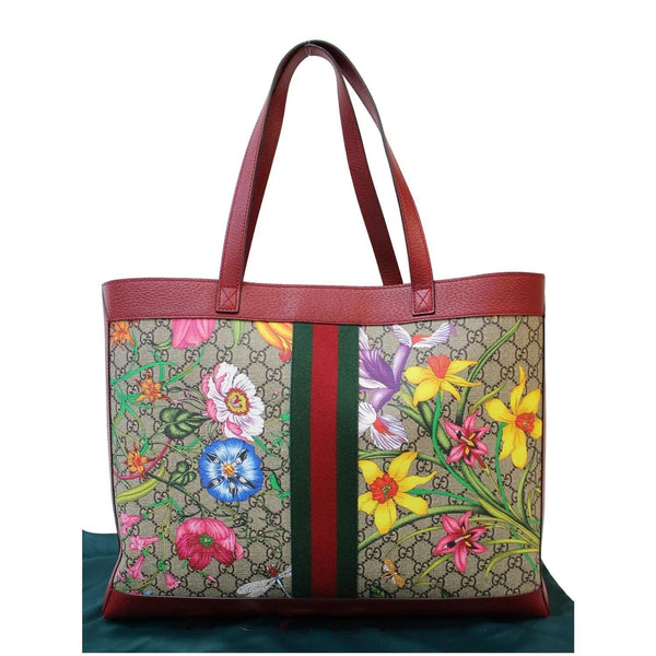 Preowned Gucci Ophidia GG Flora Medium Tote Bag Red - DDH