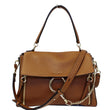 CHLOE Faye Day Mixed Flap Leather Medium Shoulder Bag Tan-US