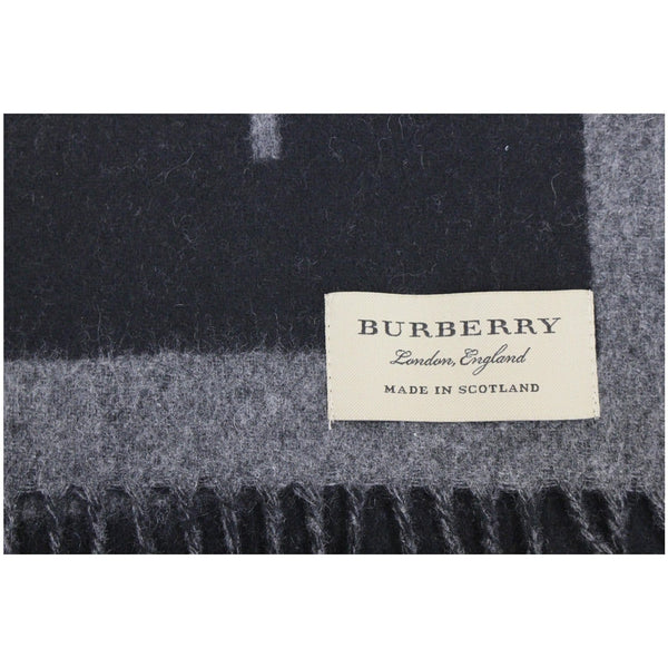 Burberry Scarf Logo Text Cashmere Black & Grey - price