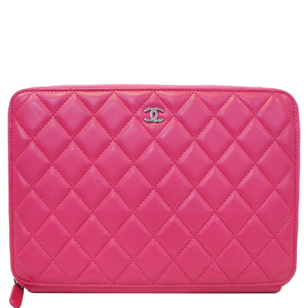 CHANEL Zip Around Lambskin Leather Large Organizer Wallet Pink