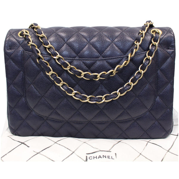 Chanel Jumbo Double Flap Caviar Leather Shoulder Bag Blue for women