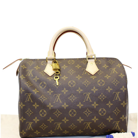 LOUIS VUITTON Speedy 30 Monogram Canvas Satchel Handbag Brown