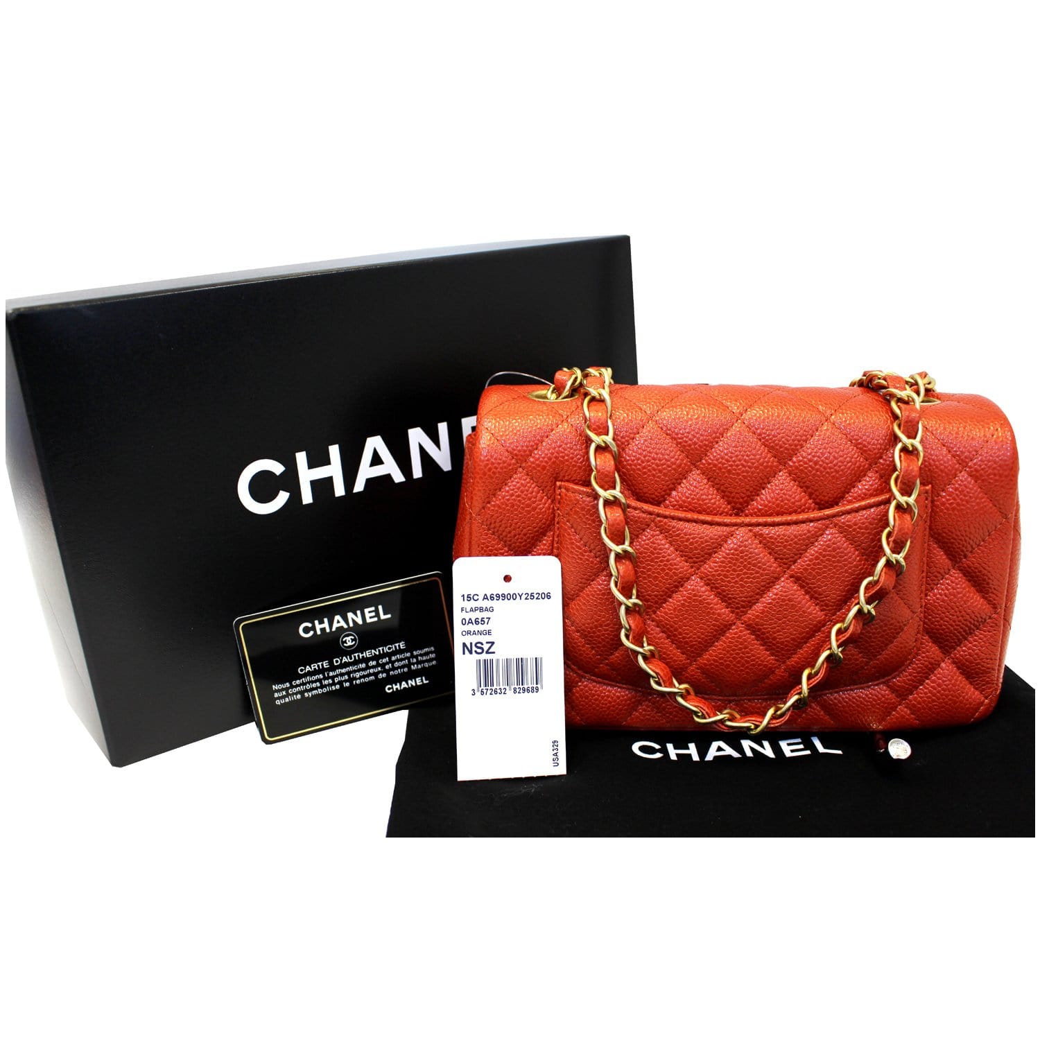 Chanel, Caviar Rectangular Classic Flap in Red