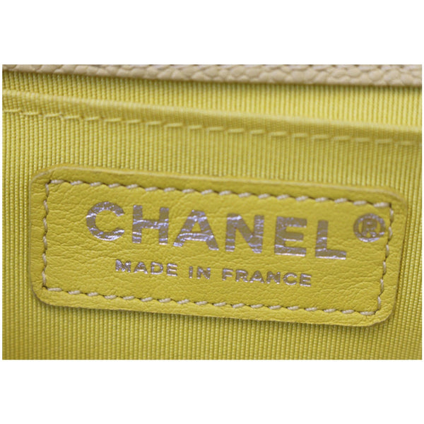 Chanel Medium Boy Flap Bag Caviar Quilted Leather Yellow logo 