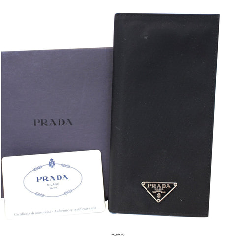 PRADA Black Nylon Checkbook Cover Wallet-US