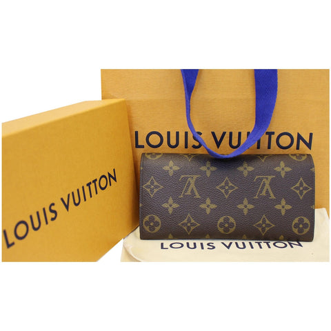 LOUIS VUITTON Emilie Monogram Canvas Wallet Brown