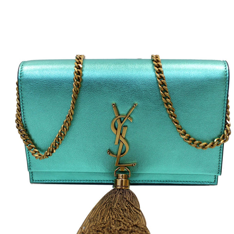 YVES SAINT LAURENT Small Kate Tassel Leather Crossbody Bag Teal