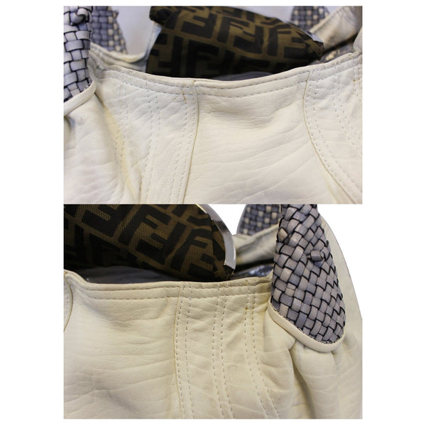  Fendi White Leather Satchel Bag For Women - side view 