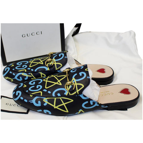 GUCCI Princetown Gucci Ghost Print Flats Black US 7-US