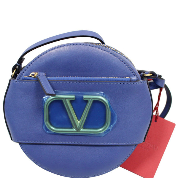 VALENTINO VLogo Round Calfskin Crossbody Bag Blue - Final Sale