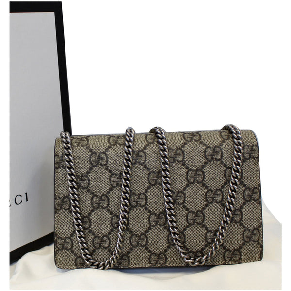 GUCCI Dionysus Super Mini GG Supreme Canvas Shoulder Crossbody Bag Taupe