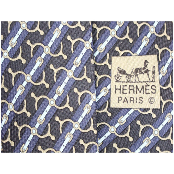Hermes Silk Neck Tie Navy for Men - Hermes tag