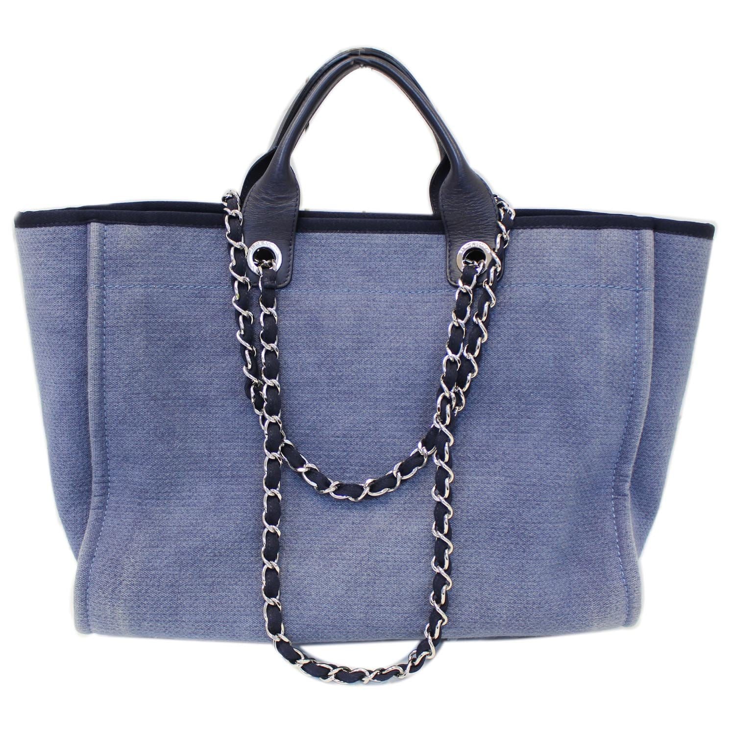 Chanel Deauville Shoulder Bag Denim Blue Chain Handbag New R19