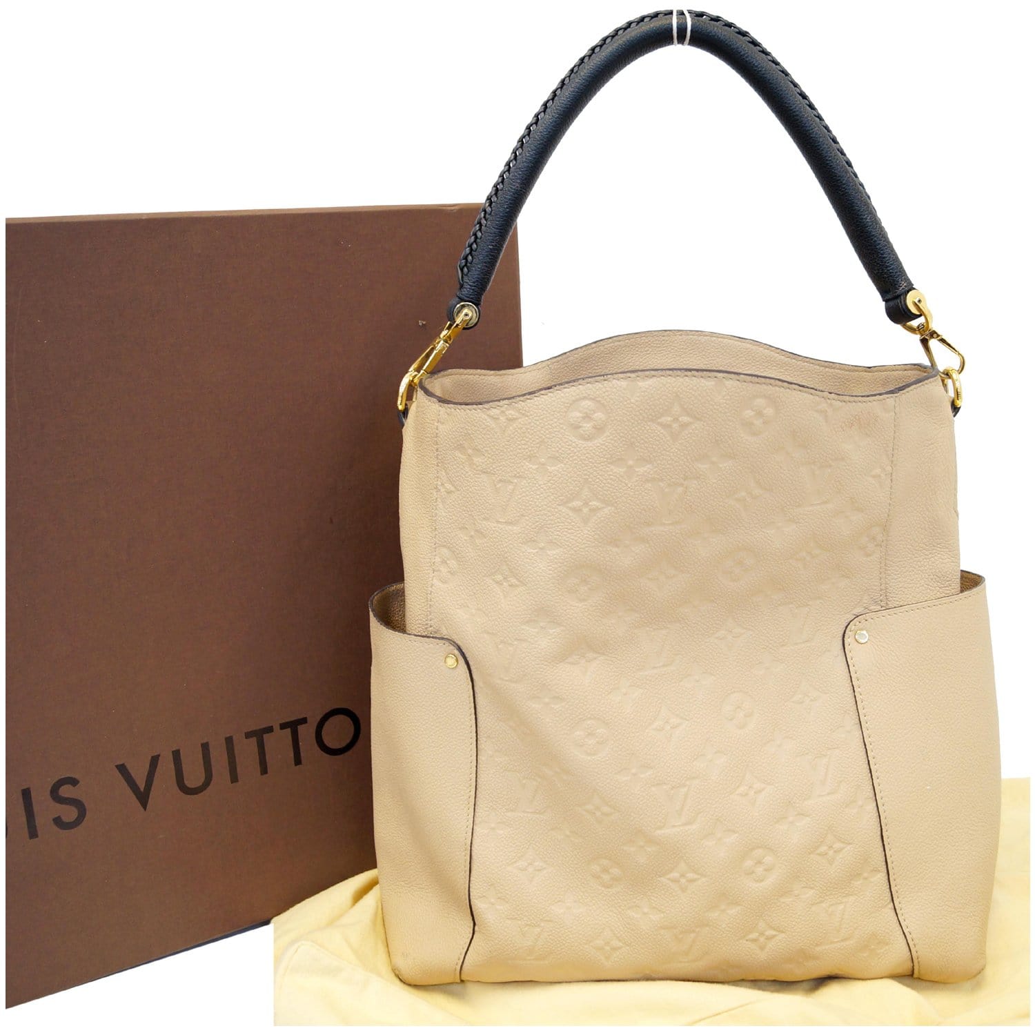 LOUIS VUITTON Bagatelle Monogram Empreinte Leather Shoulder Bag Beige