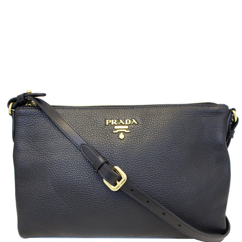 PRADA Vitello Daino Leather Crossbody Bag 1BH050 Black