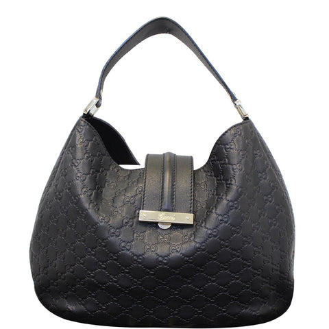 GUCCI New Web Guccissima Leather Hobo Bag Black 233604
