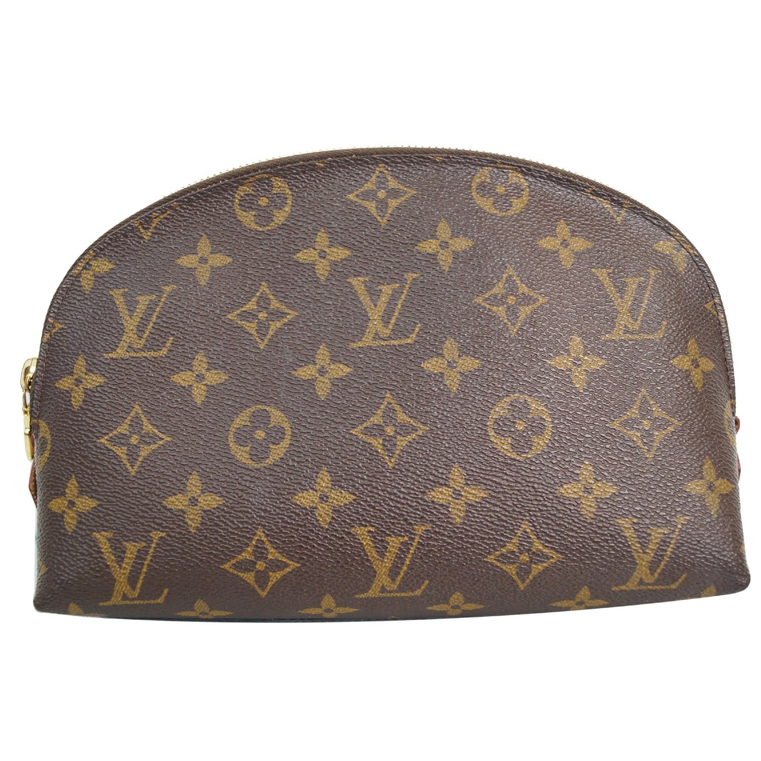 Lot - Louis Vuitton monogram canvas dopp kit makeup bag with leather trim:  7H x 9W x 2 1/4W