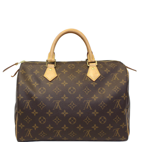 LOUIS VUITTON Speedy 30 Monogram Canvas Satchel Handbag Brown