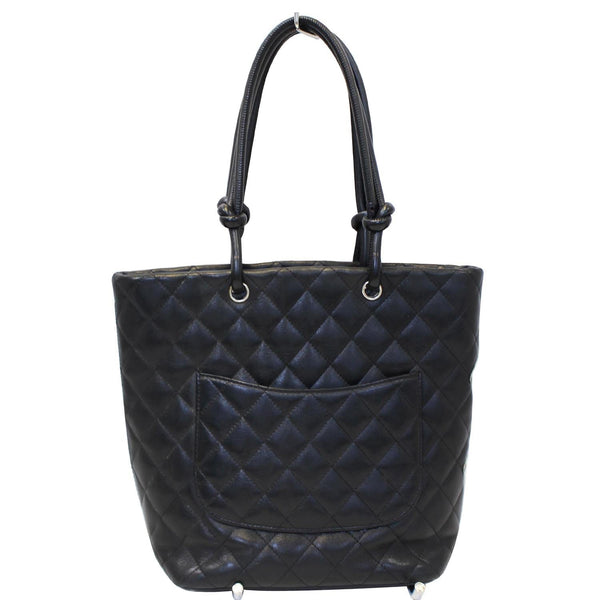 Chanel Tote Bag Cambon Small Quilted Leather Black strap