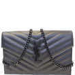 Yves Saint Laurent Wallet Chain Matelasse Chevron Black