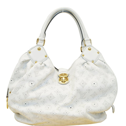 LOUIS VUITTON Mahina L Monogram Leather Shoulder Bag White