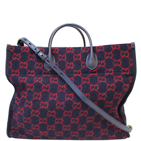 GUCCI GG Wool Tote Shoulder Bag Blue/Red 598169