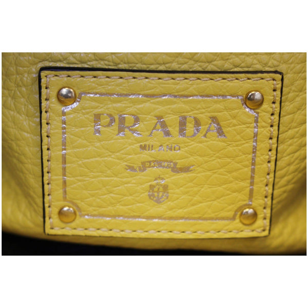 Prada Vitello Phenix Leather Tote Bag Yellow logo