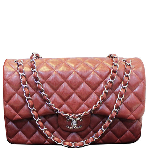 Chanel Jumbo Double Flap Caviar Quilted Shoulder bag Red
