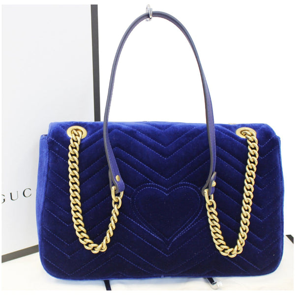 GUCCI GG Marmont Velvet Medium Shoulder Bag Blue 443496-US