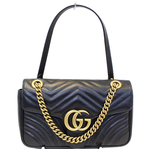 GUCCI GG Marmont Small Matelasse Leather Crossbody Bag Black