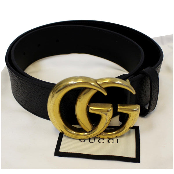 Gucci Double G Buckle Leather Belt Black Size 37 - front view