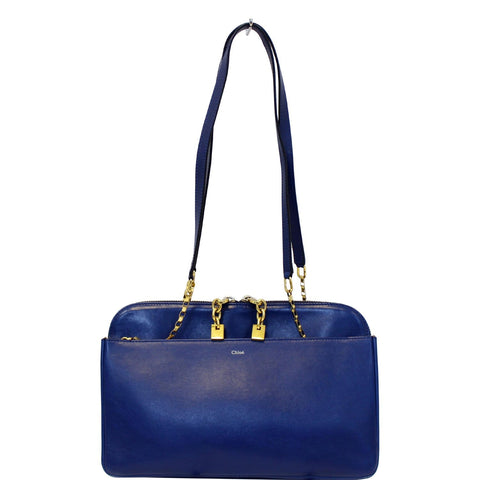 CHLOE Lucy Medium Leather Shoulder Bag Blue