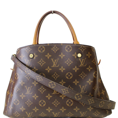LOUIS VUITTON Montaigne MM Monogram Canvas Shoulder Bag Brown