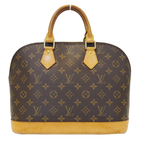LOUIS VUITTON Alma Monogram Canvas Satchel Bag Brown