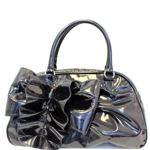 VALENTINO Garavani Lacca Bow Patent Leather Shoulder Bag Black - 20% OFF