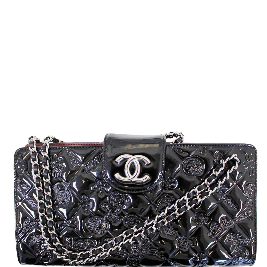 CHANEL Lucky Symbols Pochette Patent Leather Wallet on a Chain Black-US