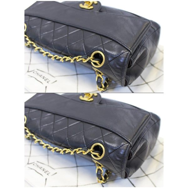 CHANEL Vintage Quilted Lambskin Leather Line Flap Bag Black-US