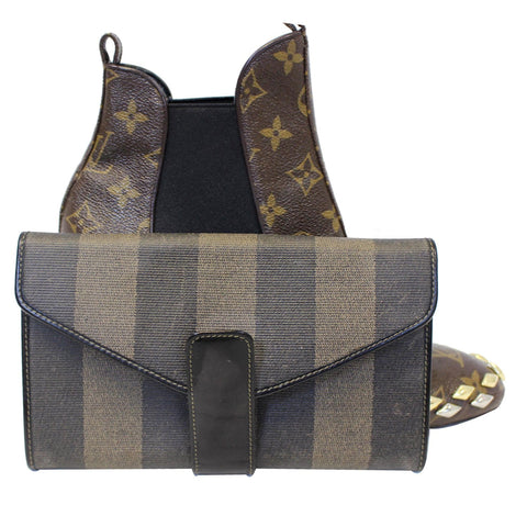 Fendi Wallet - Fendi Vintage Pequin Stripe Wallet Brown