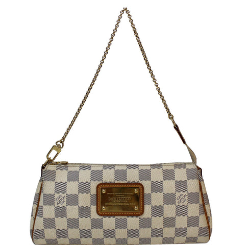 LOUIS VUITTON Pochette Eva Damier Azur Clutch Crossbody Bag White - 15% OFF
