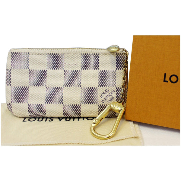 LOUIS VUITTON Pochette Key Cles Damier Azur Coin Case White