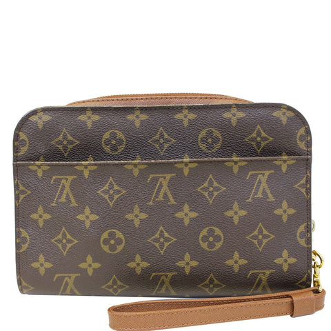 LOUIS VUITTON Orsay Monogram Canvas Clutch Bag Brown